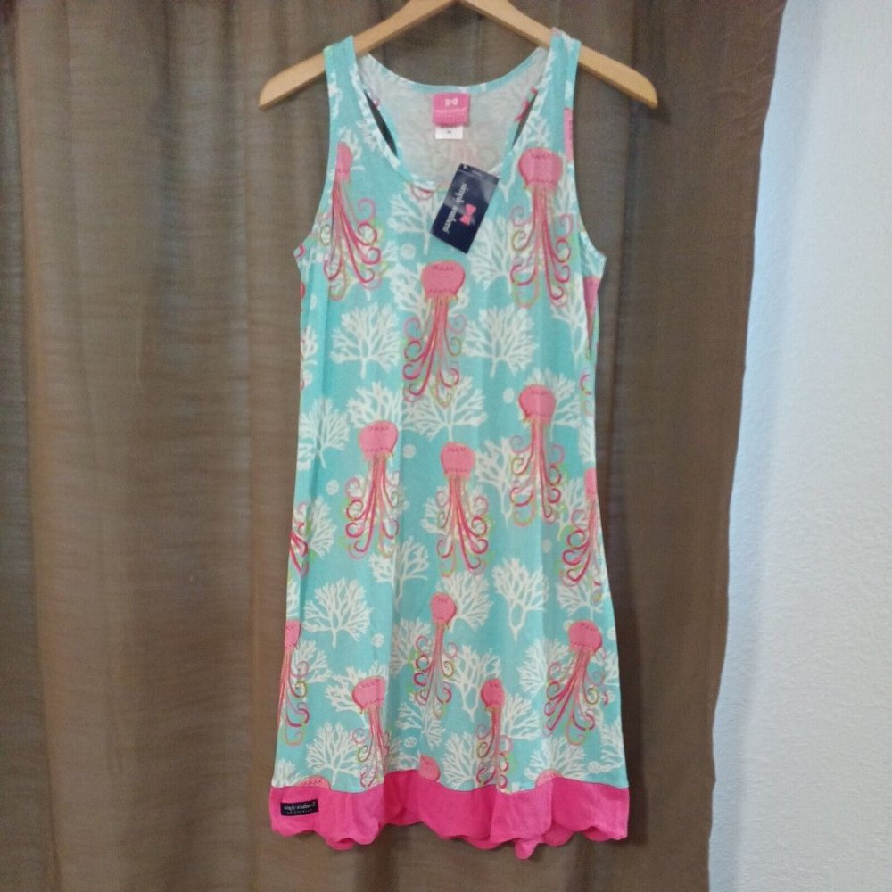 NWT Womens Simply Southern Jellyfish Under The Sea A-Iine Racer Back Dress M/L